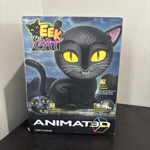 Animated3D Halloween Animatronics 9.5" Indoor Eek The Cat Talking Singing Black